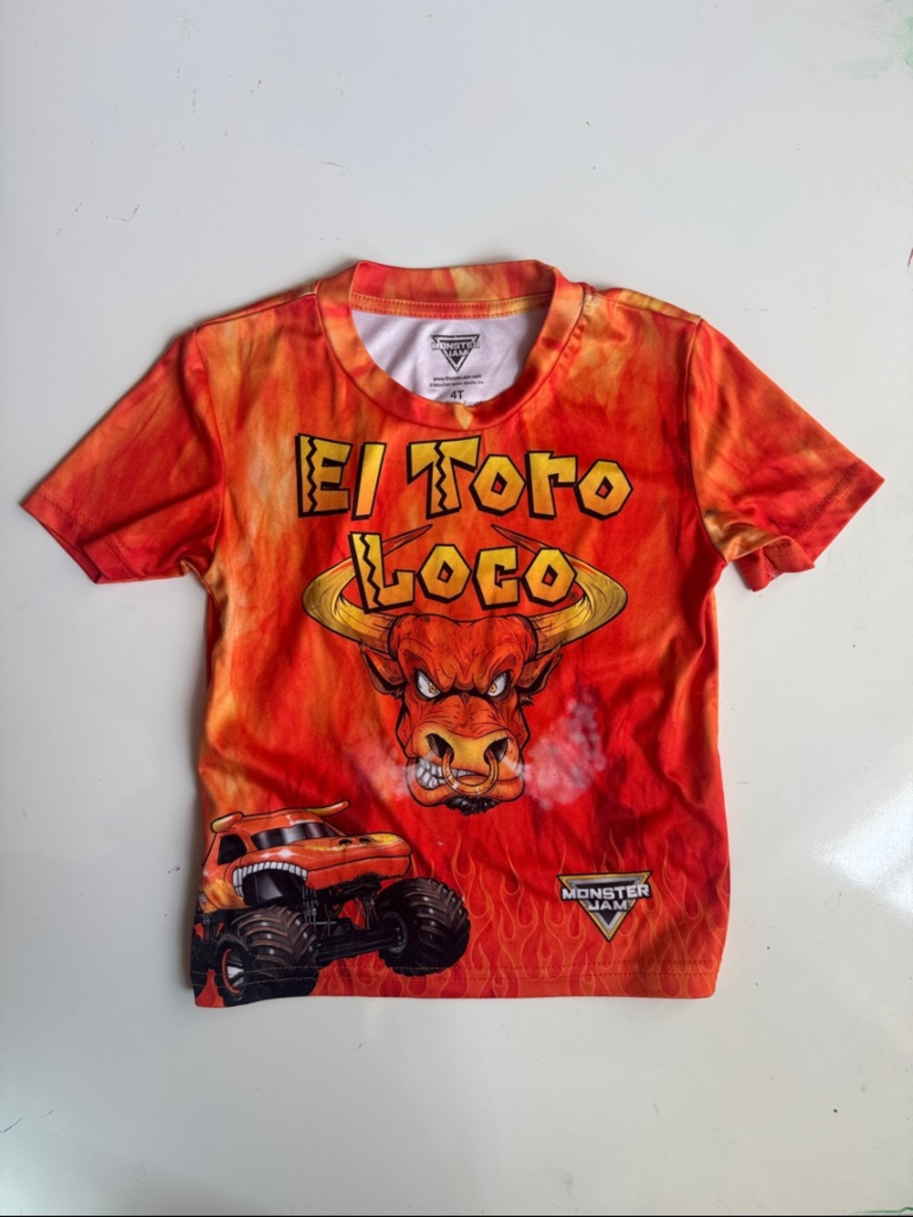 Monster Jam El Toro Loco Kids Short Sleeve Tee - Red/Orange